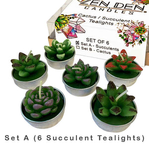 Zen Den Crystal Candles - Succulent Tealights