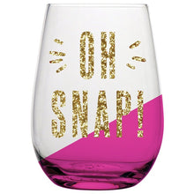Load image into Gallery viewer, Stemless Wine Glass - Oh Snap! Funny Wine Glass - Wine Gift Glass
