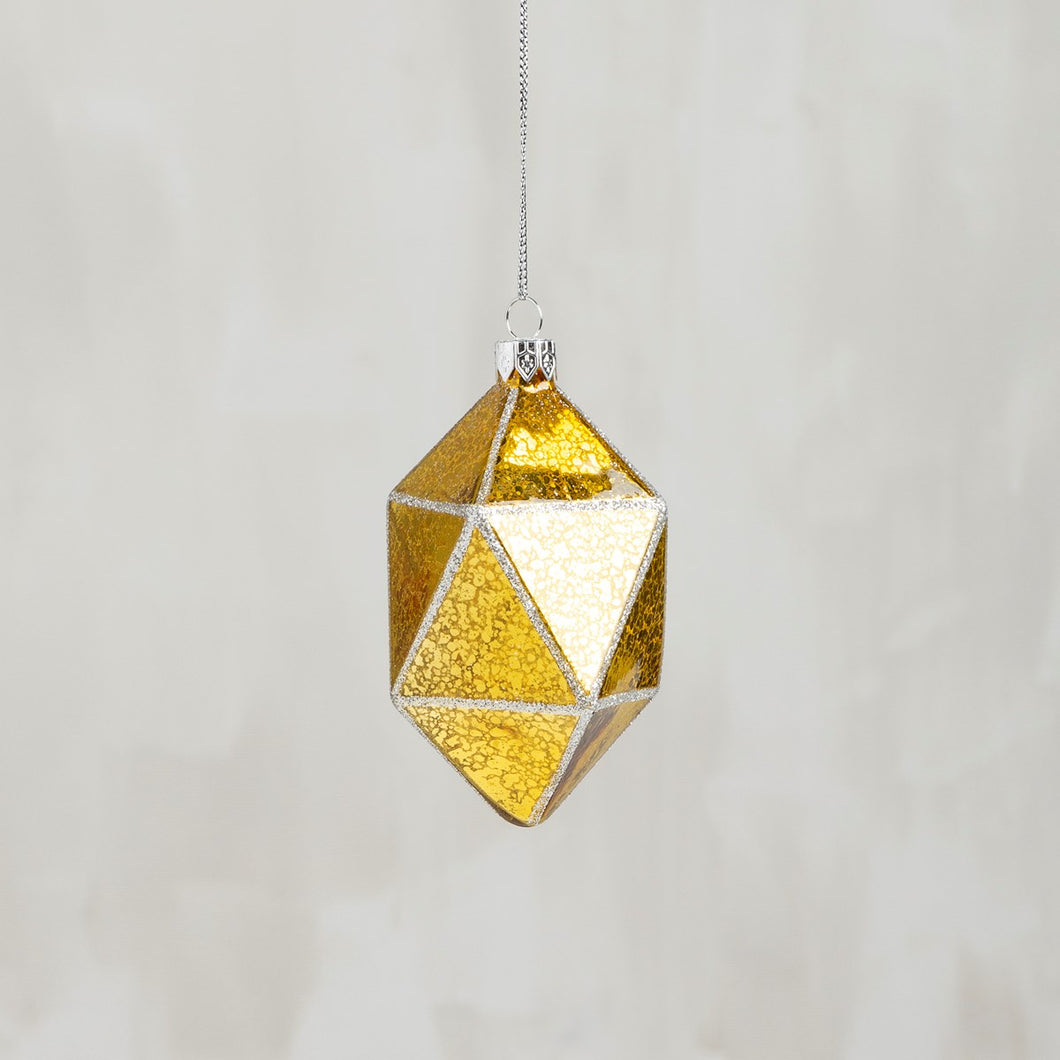 Sheer Gold Geometric Glass Ornament