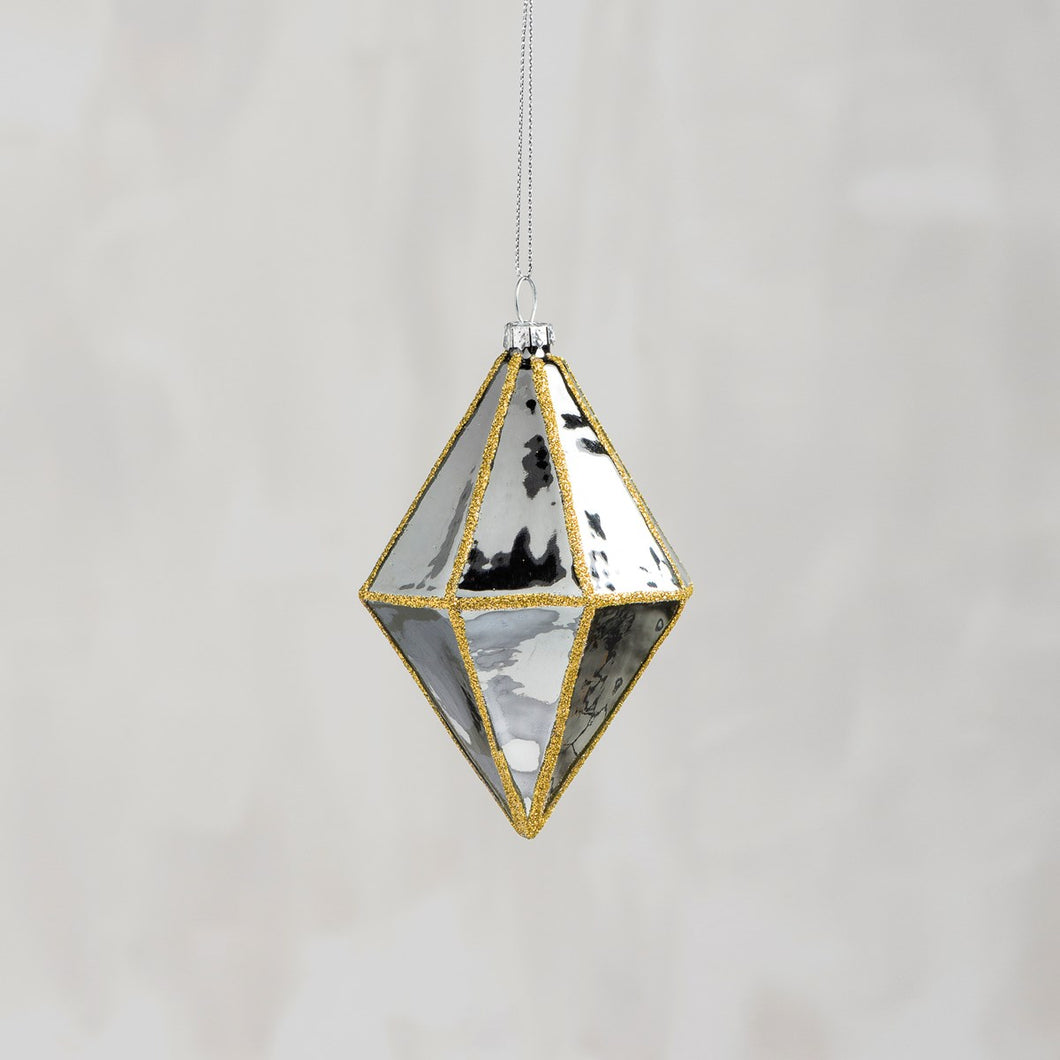 Gray Gradient Diamond Glass Ornament