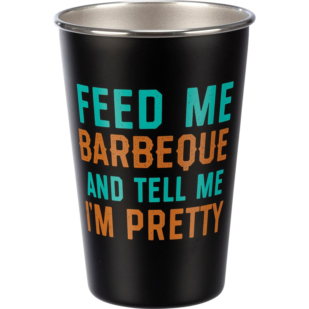 Pint Glass | Feed me Barbeque | Stainless Steel