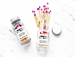 Pink Colorful Wooden Matches In Glass Bottle