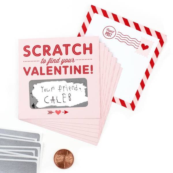 Valentine Cards | 6pk Scratch-off Valentines - Pink
