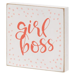Girl Boss Block Sign - Small Wood Sign Gift for Her
