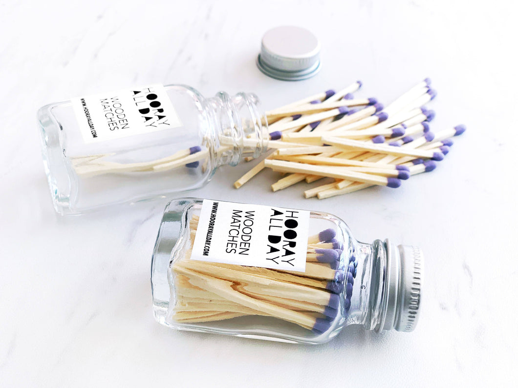 Lavender Colorful Wooden Matches Glass Bottle