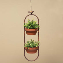 Load image into Gallery viewer, Metal Hanging Garden Planter with Terra Cotta Pots
