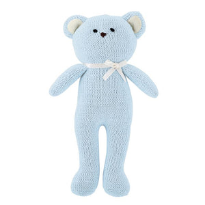 Knit Baby Toy Rattle Gift - Blue Bear