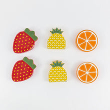 Load image into Gallery viewer, Ledgie Wood Shape Summer Fruit Tiles | Scrabble Tile Strawberry, Orange Slice, Pineapple Decor | Custom LetterBoard Tile Country Summertime
