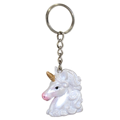 Mystical Unicorn Keychain - White and Gold Unicorn Keyring - Unicorn KeyChain Charm