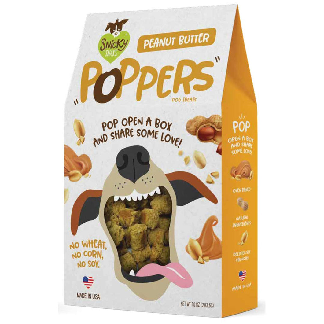 Snicky Snaks Peanut Butter Poppers Treat, 10 oz | Popper Crunchy Dog Treats