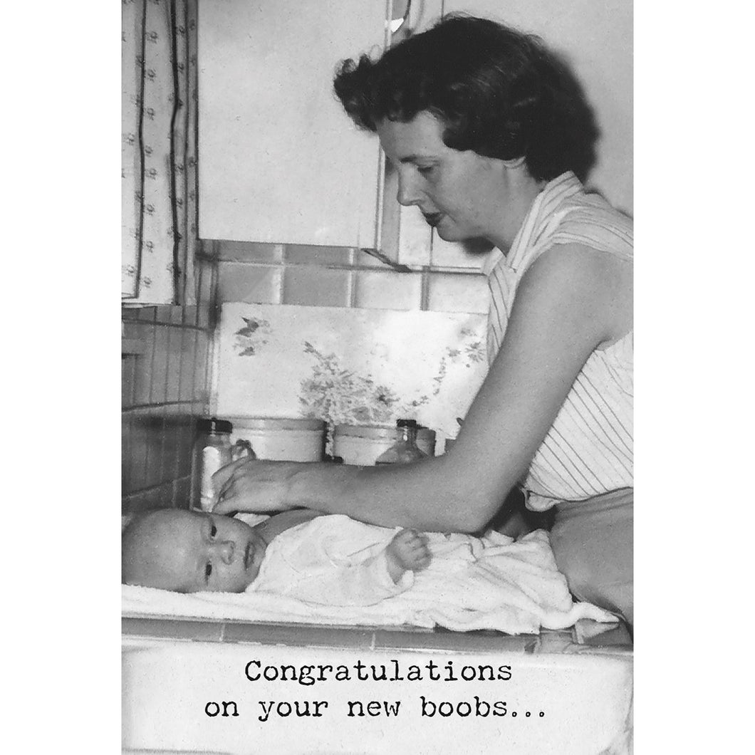 Congrats On Your New Boobs Funny Greeting Card