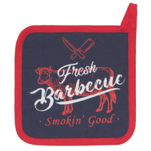 Load image into Gallery viewer, BBQ Theme PotHolder With Pocket - Quilted Cotton Pot Holder Grill Design

