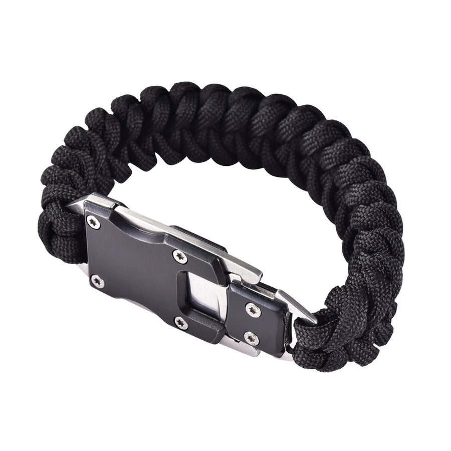 Men's Paracord Rope Survival Bracelet - Black