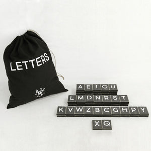 Ledgie Black Letter Tile, Black With White Capital Letter Scrabble Tile, Custom Wood Letter Board Tiles