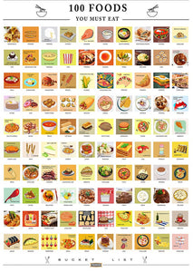 Scratch-off Poster | 100 Foods You Must Eat - Things to Do & Find Scratch Off