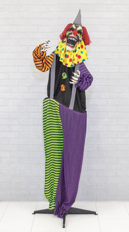 Horrifying Animated Life-Sized Clown with Stand - Halloween Decoration