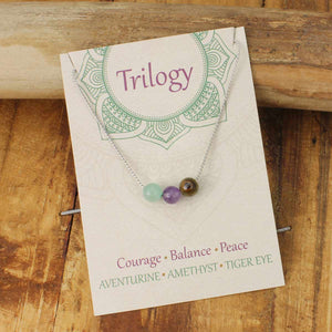 Necklace - Calming Trilogy Round Stone Necklace