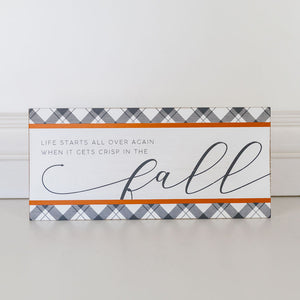 Double-Sided Sign Fall / Thanksgiving Wood Sign | Reversible Plaid Fall Door Hanging Sign | Holiday/Fall Wood Sign