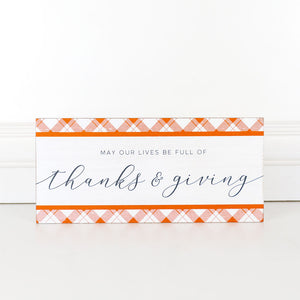 Double-Sided Sign Fall / Thanksgiving Wood Sign | Reversible Plaid Fall Door Hanging Sign | Holiday/Fall Wood Sign