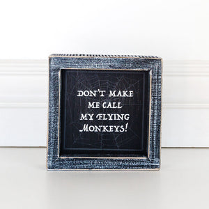 Mini Halloween Flying Monkeys Wood Sign | 5 Inch Square Witch Sign | Small Funny Halloween Sign