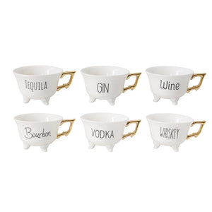 Footed TeaCup - Alcohol Tea Cups - Teacups with Gold Details