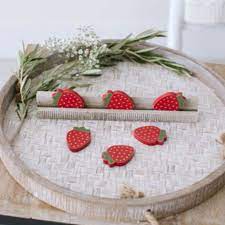 Ledgie Wood Shape Summer Fruit Tiles | Scrabble Tile Strawberry, Orange Slice, Pineapple Decor | Custom LetterBoard Tile Country Summertime