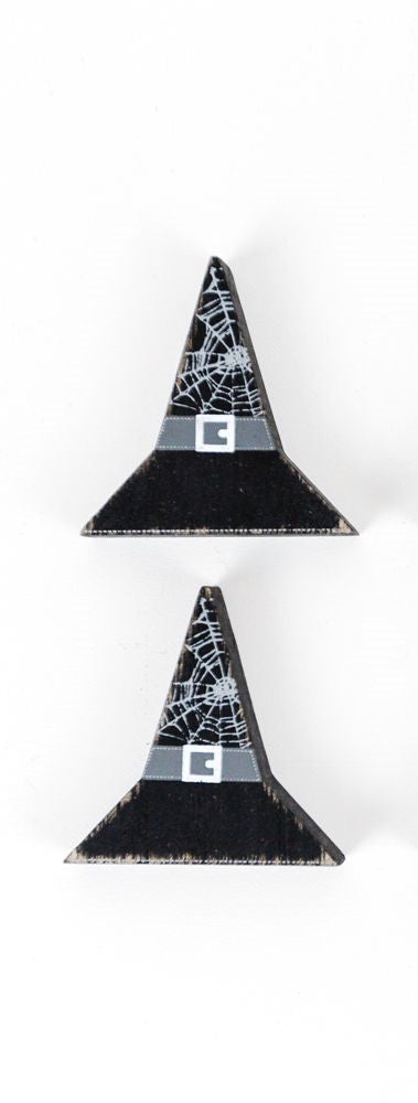 Ledgie Halloween Witch Hat Shaped Wood Decor Tile | Halloween Decor Scrabble Tile | Custom Wood Letter Board Tiles