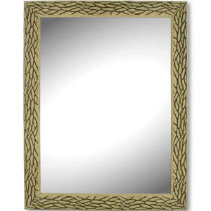 Rectangular glass mirror with carved looking frame