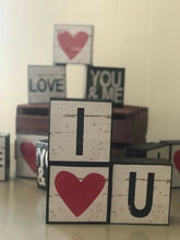 Load image into Gallery viewer, Love, I love U block decor, set of 3
