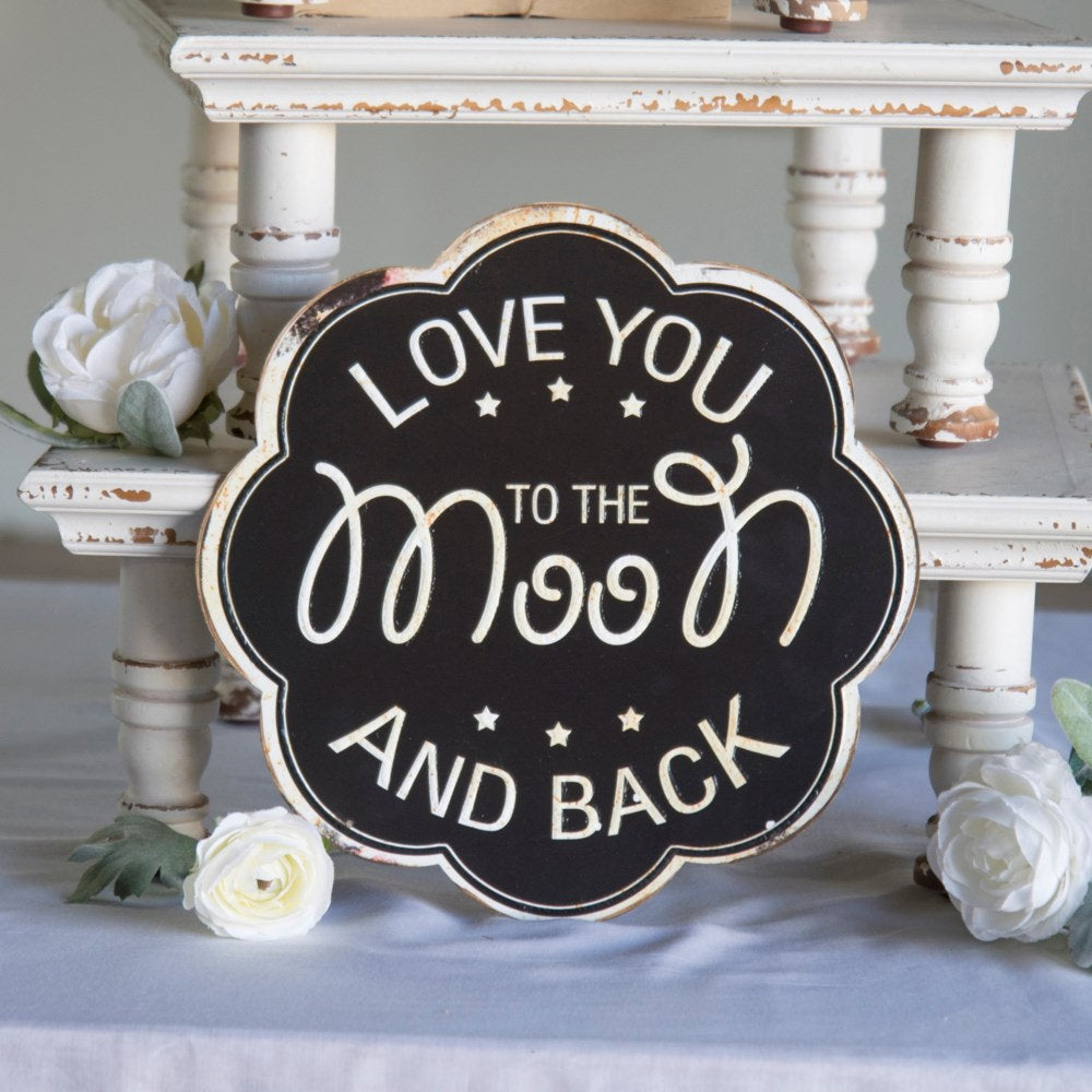 Vintage Metal Sign - Love You To The Moon - Round Metal Wall Plaque