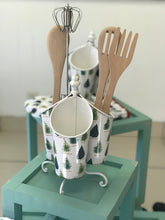 Load image into Gallery viewer, Rotating utensil holder, winter tree line
