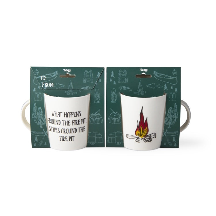Fire Pit Gift Mug - 11 oz Mug With Gift Tag - Fire Pit Gift Cup