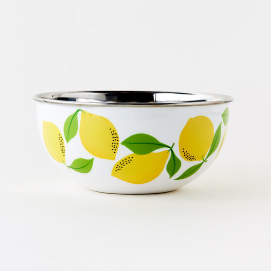 Hand Painted 10” Stainless Steel Lemon Mixing Bowl
