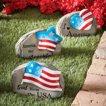 Load image into Gallery viewer, Solar Patriotic Garden Stone -  LED Solar Powered Americana Garden Stone
