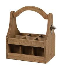 Wooden 6 Slot Bottle Caddy with Bottle Opener - Wood 6 Pack Carrier - Bottle Caddy Father’s Day Gift
