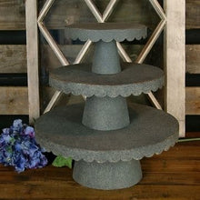 Load image into Gallery viewer, Scalloped Metal Galvanized Cake Stand
