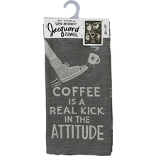 Load image into Gallery viewer, Coffee Kick In The Attitude | Woven Dish Towel
