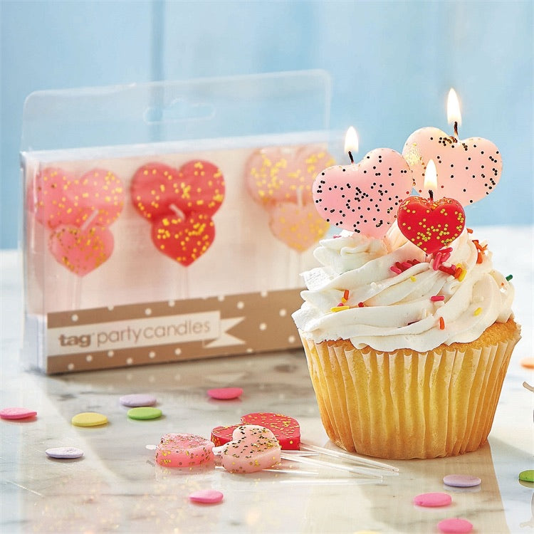 Heart Shaped Party Candles - Set of 6