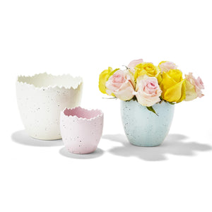 Speckled Eggshell Bowl Vase Decor - 3 Assorted Sizes