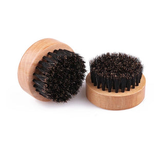 Natural Boar Bristle Round Beard Brush - Round Brush For Beard Balm And Oils