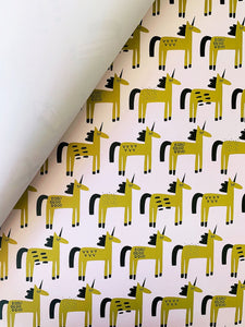 Gift Wrapping Paper | Unicorn- Mustard and Blush | Wrapping Paper Sheet