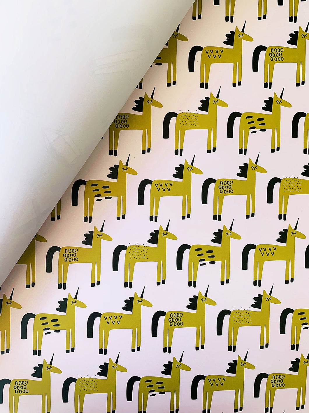 Gift Wrapping Paper | Unicorn- Mustard and Blush | Wrapping Paper Sheet