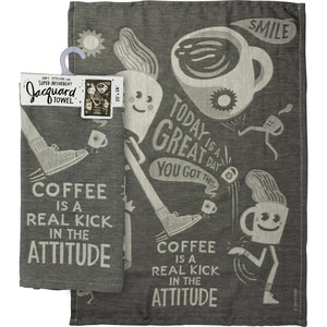 Coffee Kick In The Attitude | Woven Dish Towel