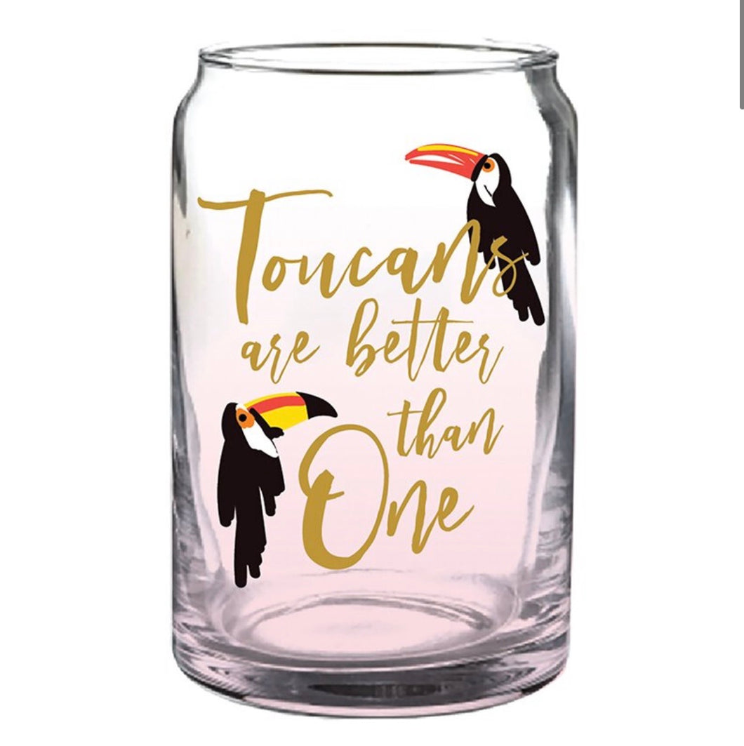 Beer Can Glass - Toucans Are Better Than One Beer Glass - Pink Pint Glass