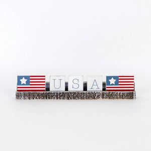 Ledgie Wood Shape American Flag, Scrabble Tile USA Flag Decor, Custom Wood Decor Scrabble Tile Patriotic Flag, 4th Of July Independence Day Wood Decor