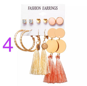 Tassel Earrings - Bohemian Earrings Sets of 6