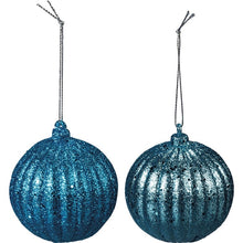 Load image into Gallery viewer, Turquoise Glitter Ornament Set of 2

