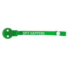 Load image into Gallery viewer, Spit Happens Pacifier Clip | Baby Pacifier Clothing Clip With Snap
