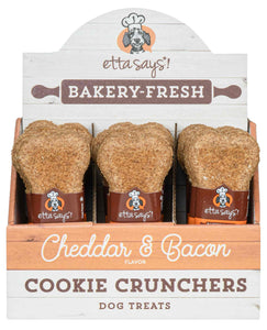 Etta Says! Cheddar And Bacon Cruncher, 1oz | Crunchy Bone Cookie Dog Treats
