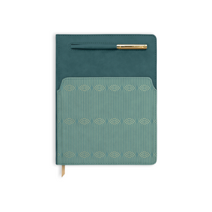 Notebook | Vegan Leather Pocket Journal | Colorblock Green/Teal Radiant